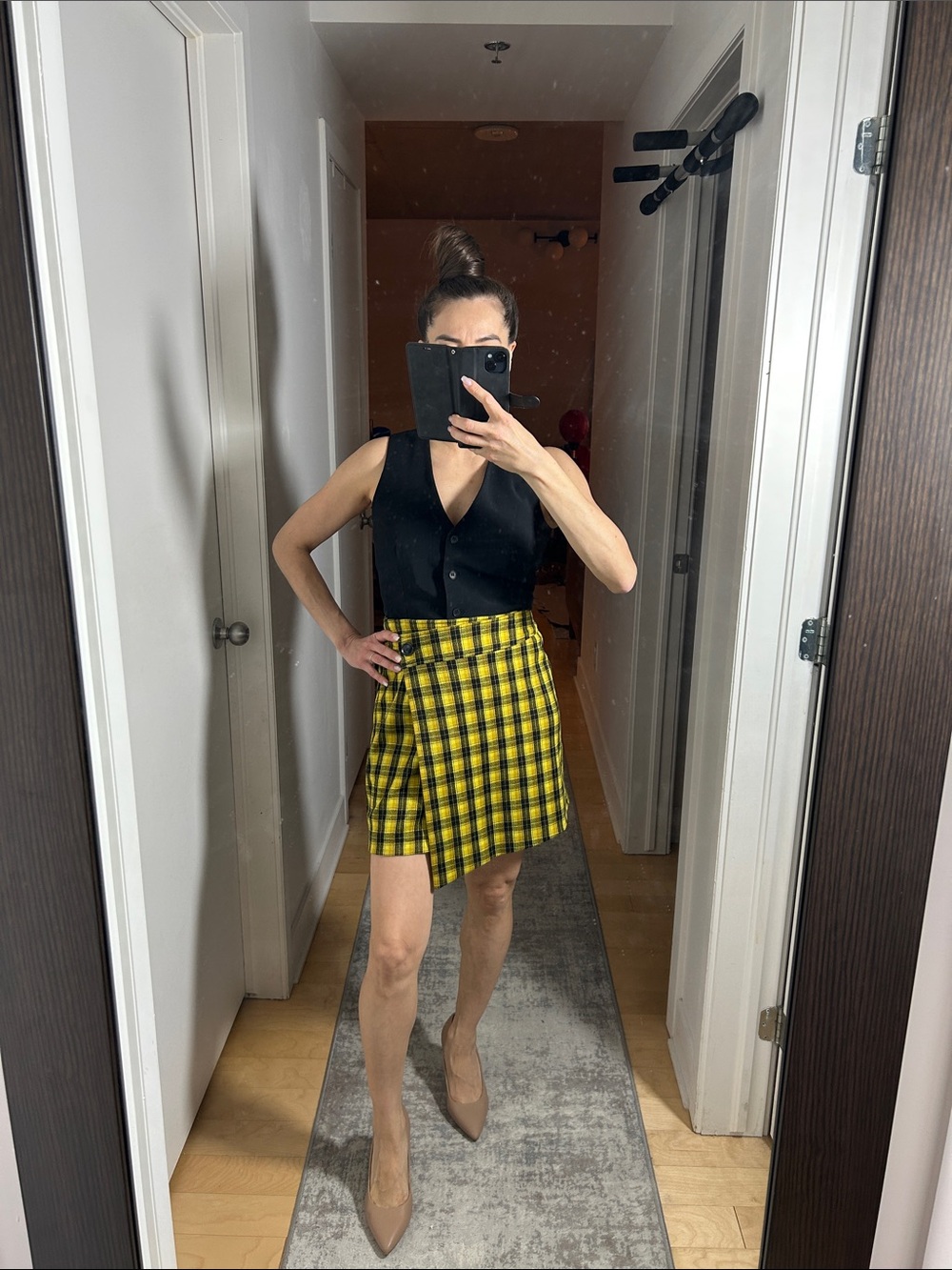 Yellow Plaid Mini Skirt